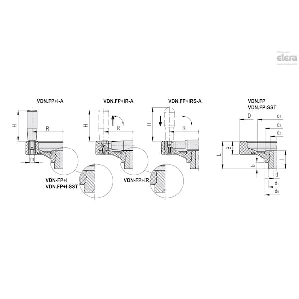 Without Handle, Drilled Hub, VDN.125 FP-SST-A12-K